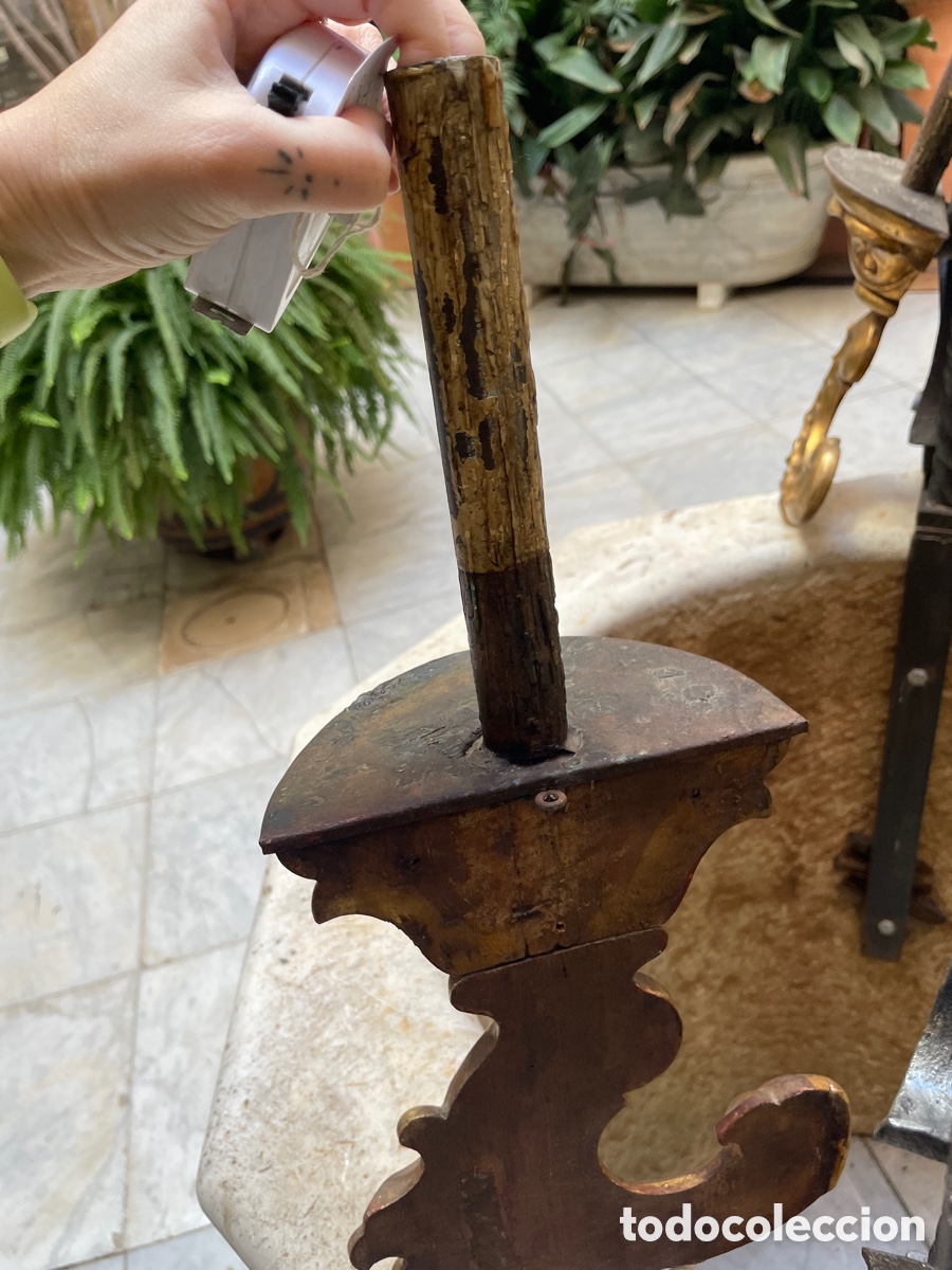 Vintage: Pareja remakes de madera dorada siglo XIX - Foto 9
