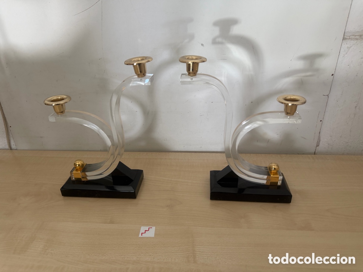 Vintage: pareja de candelabros vintage de los a&ntilde;os 70, de estilo Mid-Century Modern y Hollywood Regency,