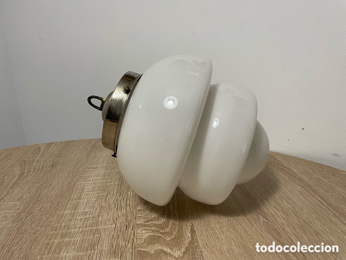 Vintage: L&Aacute;MPARA OPALINA BLANCA - Foto 2