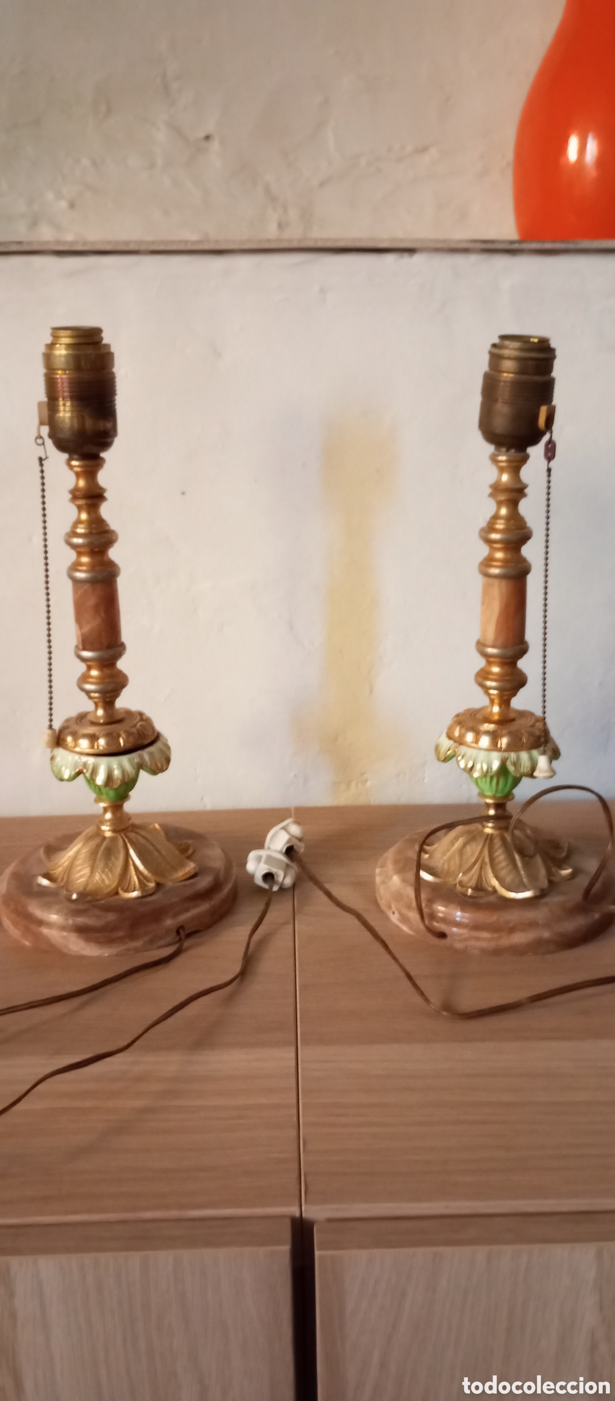 Vintage: Pareja de pies de l&aacute;mpara de mesa Vintage
