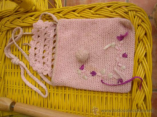 Vintage: ANTIGUO BOLSO DE PERL&Eacute; 20X18 CMS - Foto 1