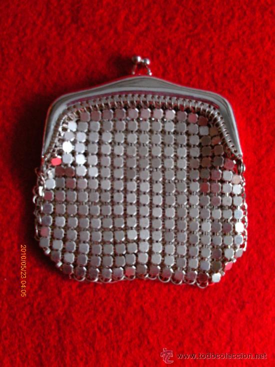 Vintage: MONEDERO DE MALLA DE METAL PLATEADO - Foto 1
