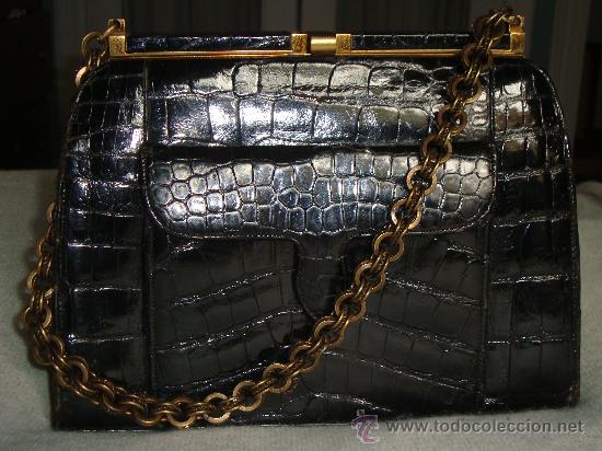 Vintage: BOLSO DE COCODRILO NEGRO - Foto 1
