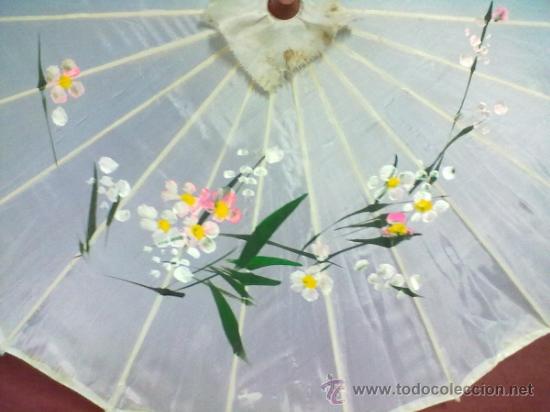 Vintage: SOMBRILLA  ORIENTAL SEDA PINTADA VINTAGE - Foto 2