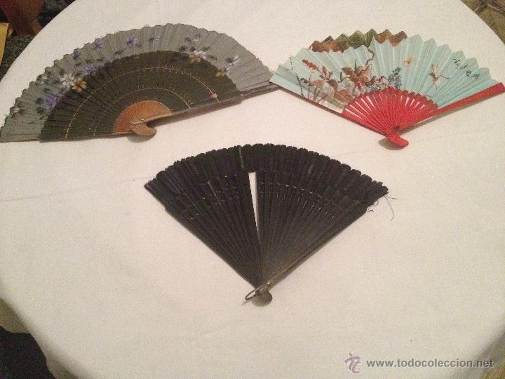 Vintage: LOTE DE 3 ABANICOS - Foto 1