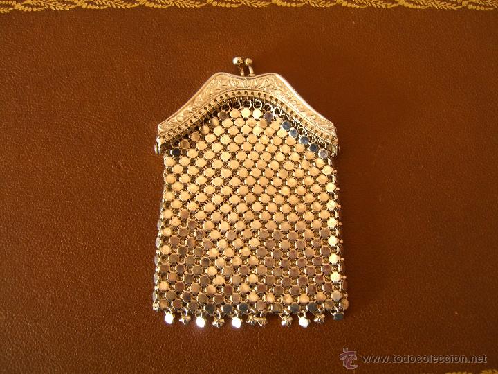 Vintage: Monedero de metal con malla de plata - Foto 1