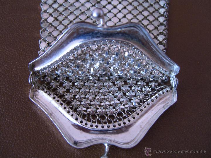 Vintage: Monedero de metal con malla de plata - Foto 2