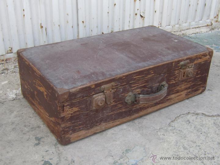 Vintage: MALETA EN MADERA PINO DE CANADA REPINTADA - Foto 1