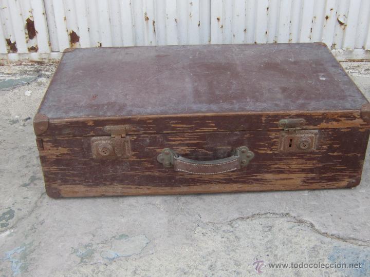 Vintage: MALETA EN MADERA PINO DE CANADA REPINTADA - Foto 3