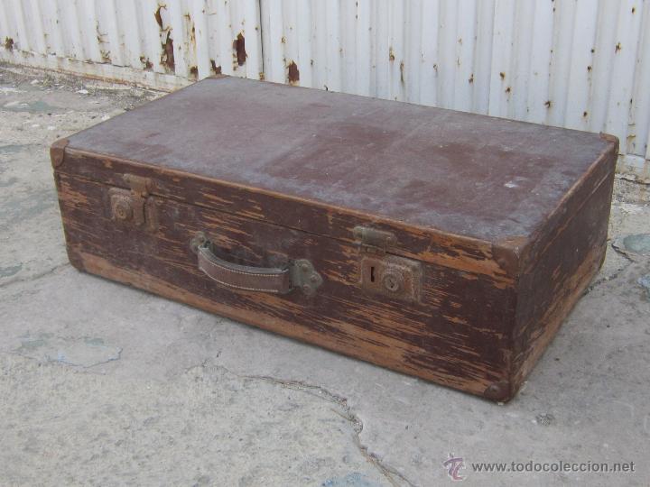 Vintage: MALETA EN MADERA PINO DE CANADA REPINTADA - Foto 4