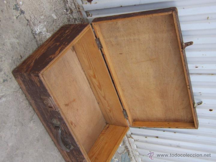 Vintage: MALETA EN MADERA PINO DE CANADA REPINTADA - Foto 7