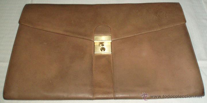 Vintage: cartera portadocumentos de piel marron claro - Foto 1
