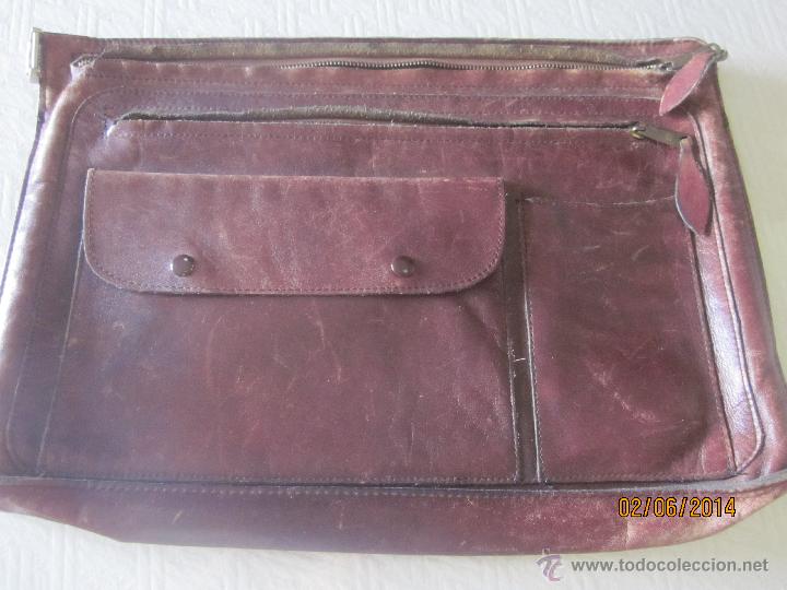Vintage: CARTERA DE CUERO CIERRE YKK, DIVERSOS COMPARTIMENTOS - Foto 1