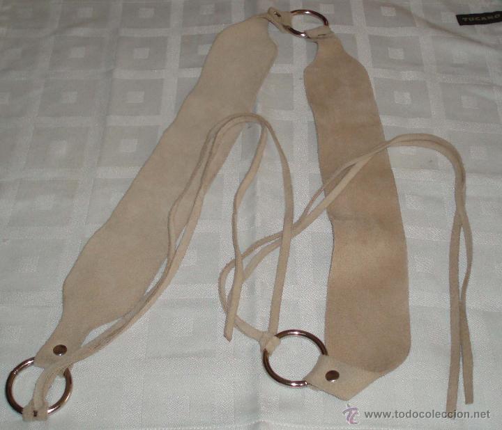 Vintage: cinturon de ante con anillas de acero - Foto 1