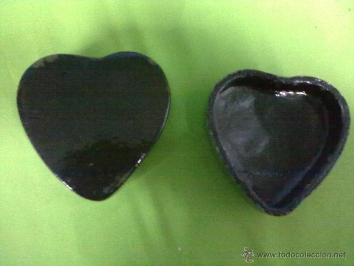 Vintage: CORAZON CAJA PAPIER MACHE VERDE ORO - Foto 2