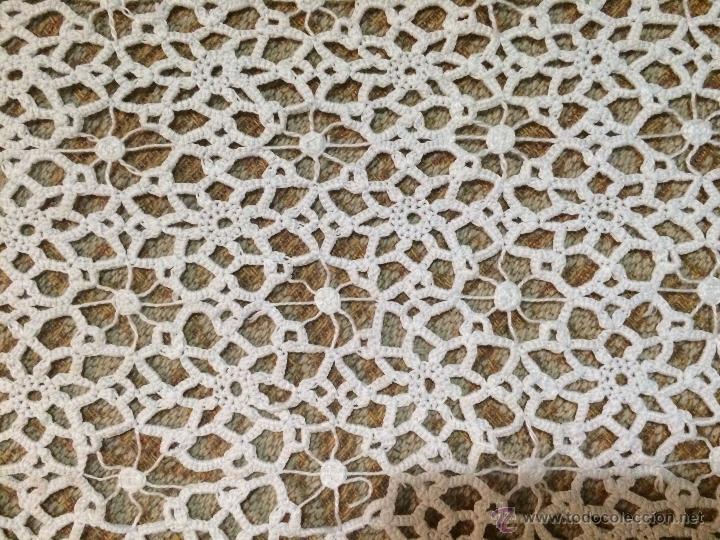Vintage: Antiguo tapete rectangular hecho a mano en ganchillo blanco - Foto 3