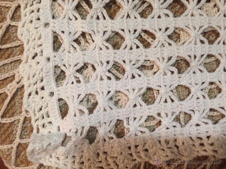 Vintage: Antiguo tapete rectangular hecho a mano en ganchillo blanco - Foto 2