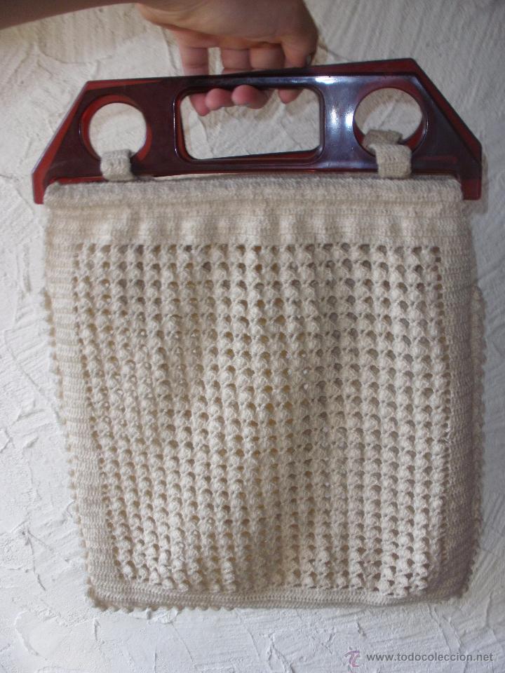 Bolso crochet para compra con asas cuadradas