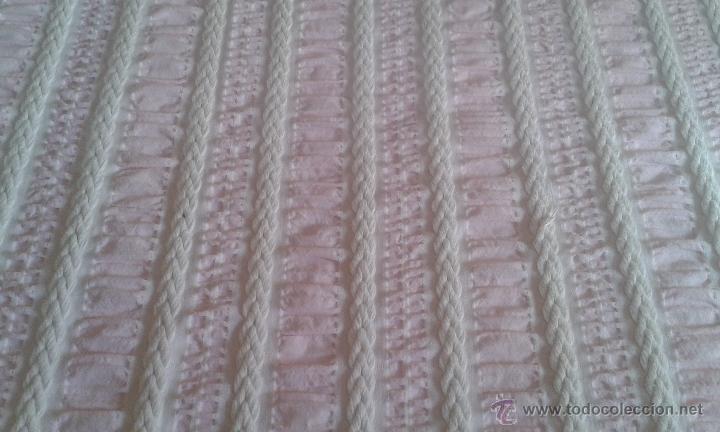 Vintage: COLCHA DE ALGODON. Medidas: 184 x 222 sin fleco. El fleco mide 7 cm. - Foto 5