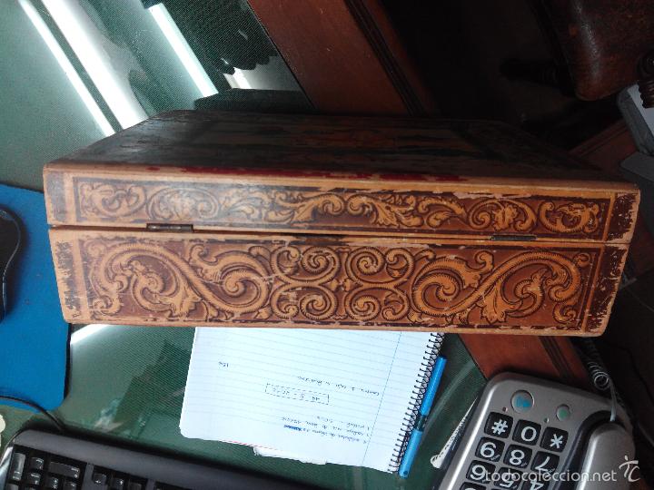 Vintage: MALETA-PLUMIER DE MADERA PARA COLEGIO - Foto 5