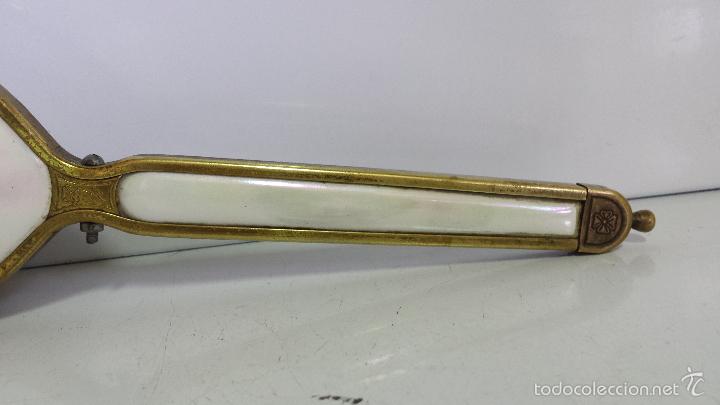 Vintage: ANTIGUO CEPILLO DE TOCADOR DE CER&Aacute;MICA Y BRONCE - Foto 3