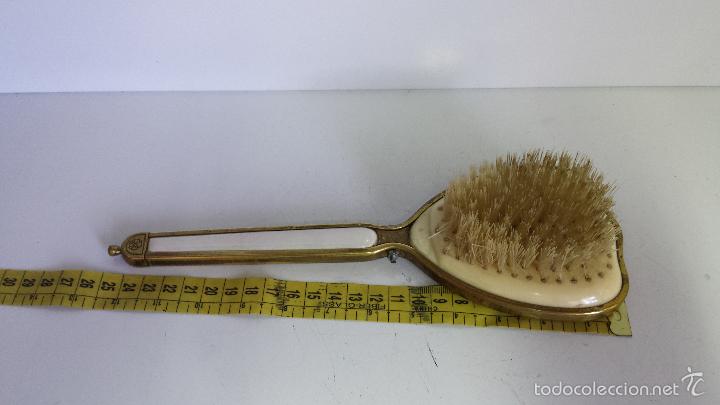 Vintage: ANTIGUO CEPILLO DE TOCADOR DE CER&Aacute;MICA Y BRONCE - Foto 8