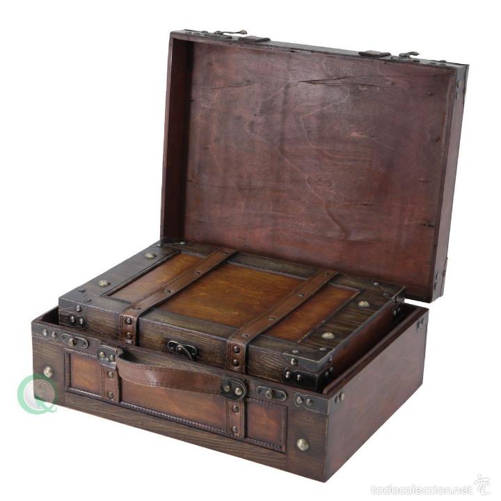 Vintage: Maleta Estilo Antiguo Con Las Rayas Conjunto de 2 - Foto 1