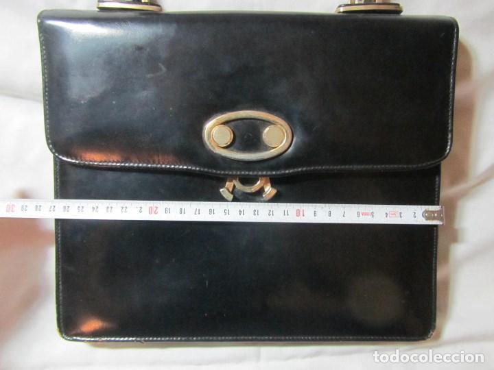 Vintage: Antiguo bolso de cuero negro - Foto 2