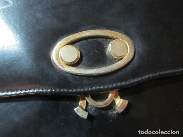 Vintage: Antiguo bolso de cuero negro - Foto 3