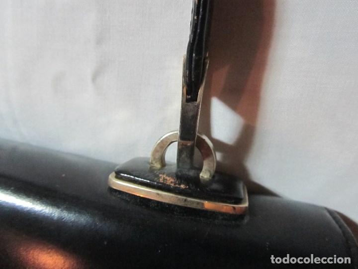 Vintage: Antiguo bolso de cuero negro - Foto 4