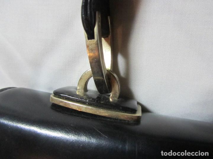 Vintage: Antiguo bolso de cuero negro - Foto 5