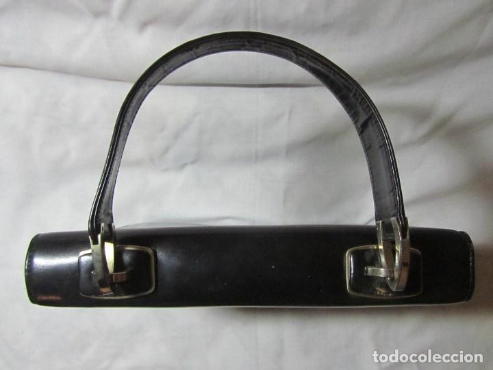 Vintage: Antiguo bolso de cuero negro - Foto 6