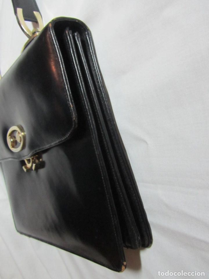 Vintage: Antiguo bolso de cuero negro - Foto 12