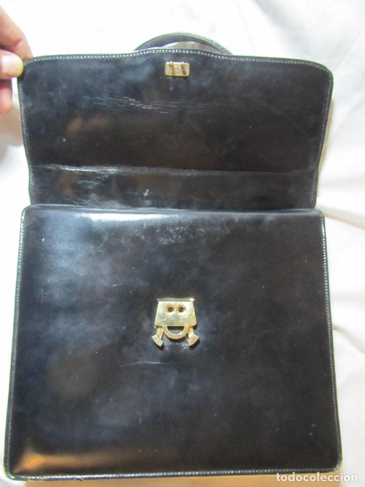 Vintage: Antiguo bolso de cuero negro - Foto 13