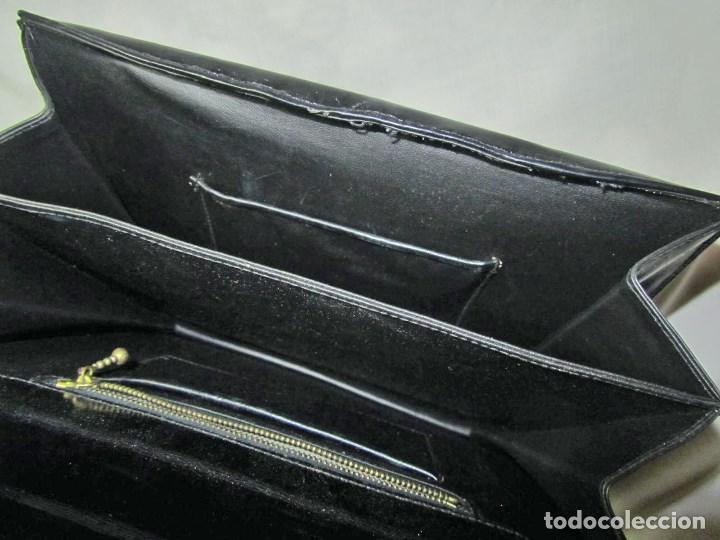 Vintage: Antiguo bolso de cuero negro - Foto 15