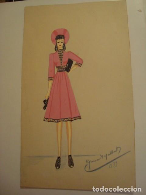Vintage: FIGURINES DE MODA ORIGINALES 1939 - Foto 1