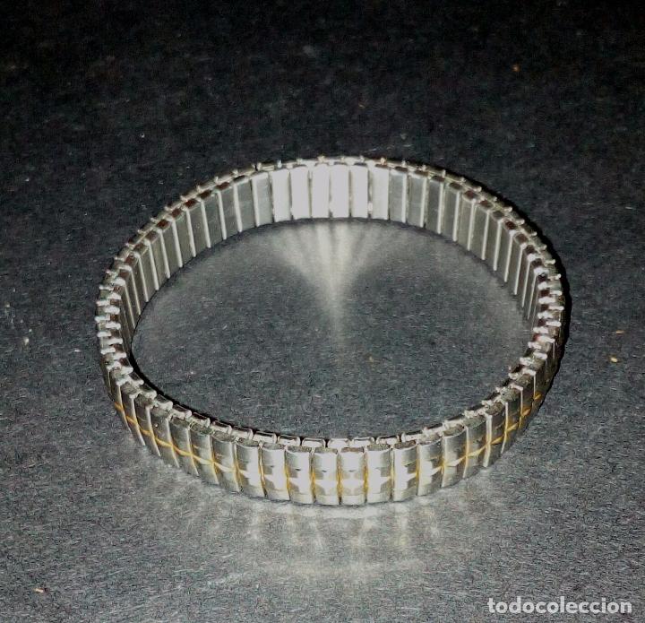 Vintage: PULSERA ELASTICA DE ACERO CON DORADO. - Foto 2