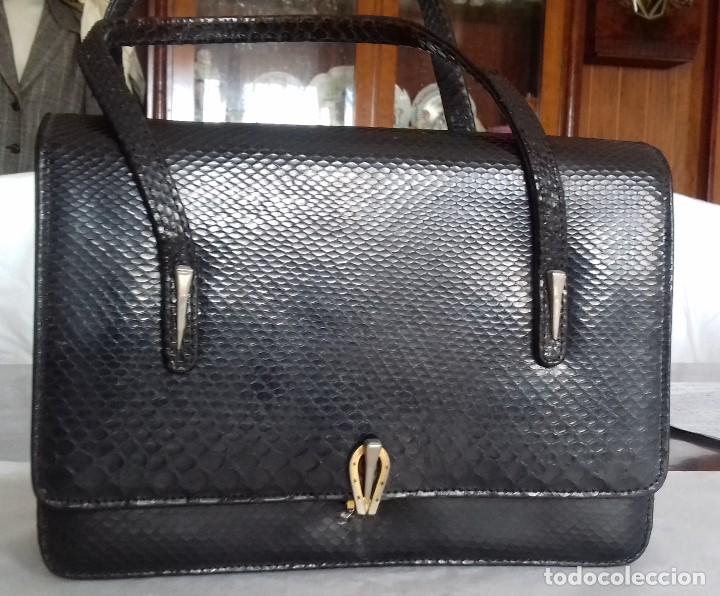 Vintage: ANTIGUO BOLSO DE PIEL. NEGRO. - Foto 3