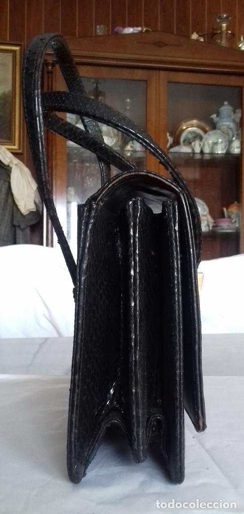 Vintage: ANTIGUO BOLSO DE PIEL. NEGRO. - Foto 5