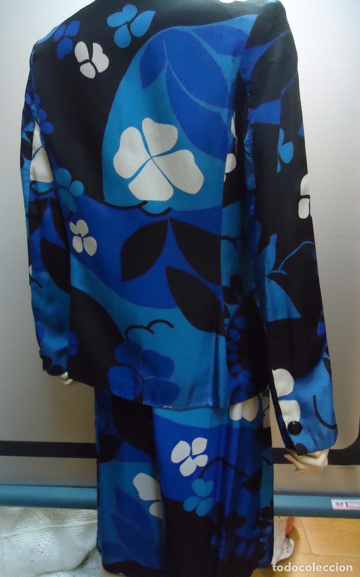 Vintage: TRAJE SEDA A&Ntilde;OS 70 ESTAMPADO - Foto 5