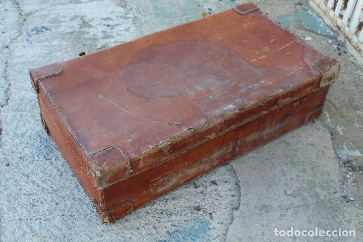 Vintage: maleta de piel antigua - Foto 4