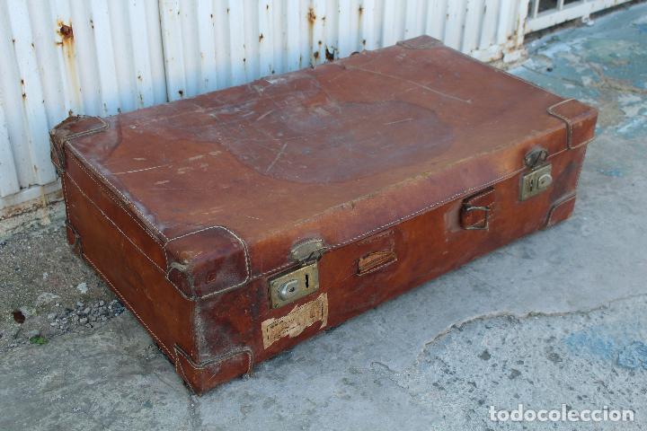Vintage: maleta de piel antigua - Foto 7