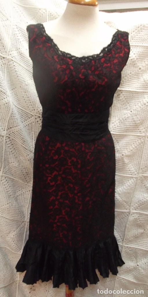 vestido largo rojo encaje negro con forro rojo - Compra venta en  todocoleccion