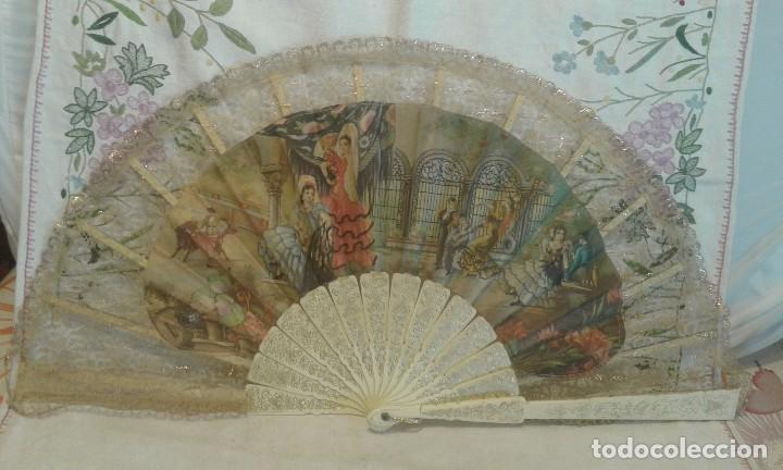 Vintage: Abanico 32 cm folklore espa&ntilde;ol - Foto 2