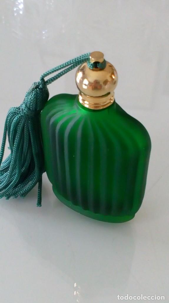 Vintage: Perfumero de bolso de cristal verde - Foto 1