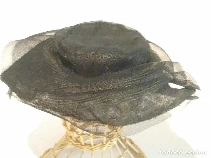 Vintage: Antiguo sombrero de nylon negro - Foto 9