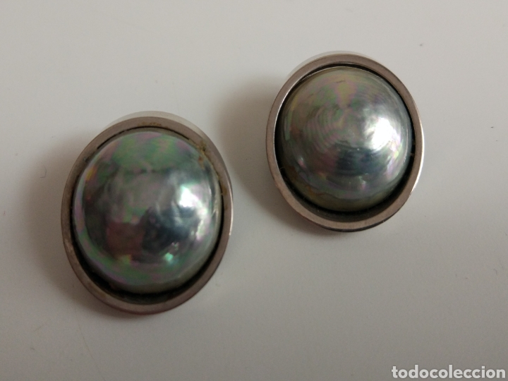 Vintage: Pendientes plata y perla.A&ntilde;os 60 - Foto 1