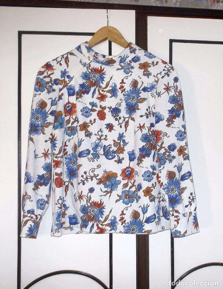 Vintage: CAMISA ESTAMPADA DE SE&Ntilde;ORA-A&Ntilde;OS 70 - Foto 1