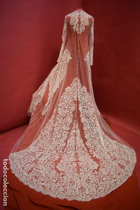 Vintage: Espectacular abrigo / velo de novia en encaje de Granada con tramaje simil encaje de Bruselas - Foto 5 - 103728727