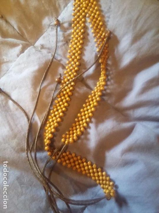 Vintage: Cintur&oacute;n de cuentas de madera y cuero - Foto 1
